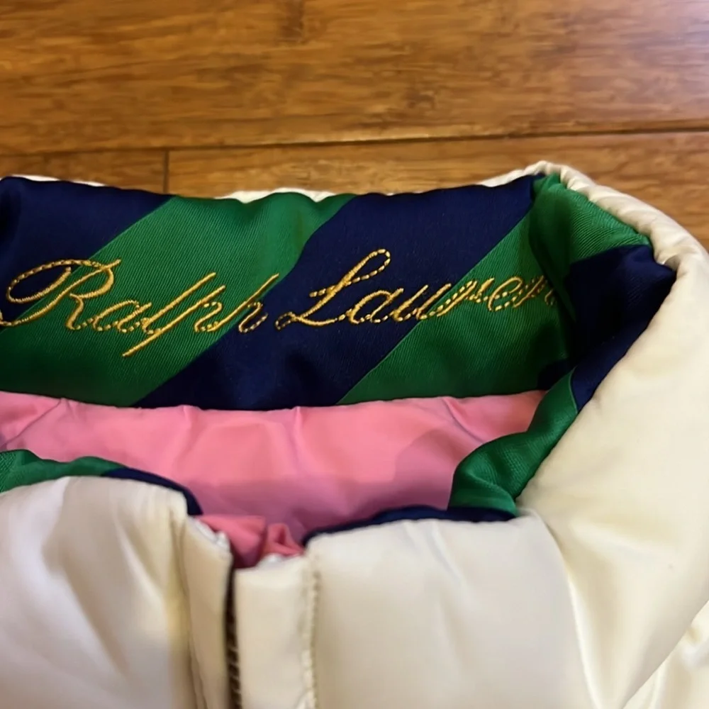 Ralph Lauren girls size 4-5 reversible puffer vest pink/cream NWOT - Picture 12 of 12
